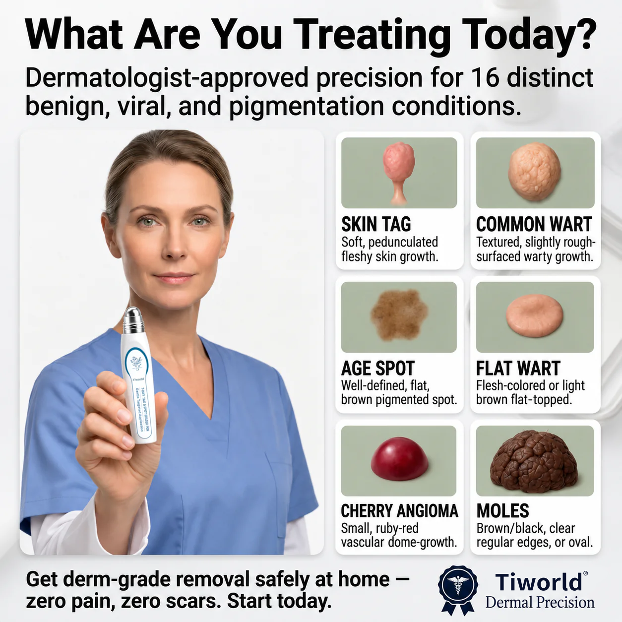 ⭐FDA Registered Facility | Tiworld® 7-Day Skin Tag & Spot Eraser Painless & Scar-Free Advanced Imperfection Removal Rollerball Pen